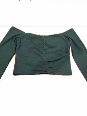 Abercrombie & Fitch Off-the-Shoulder Long Sleeve Top - Forest Green